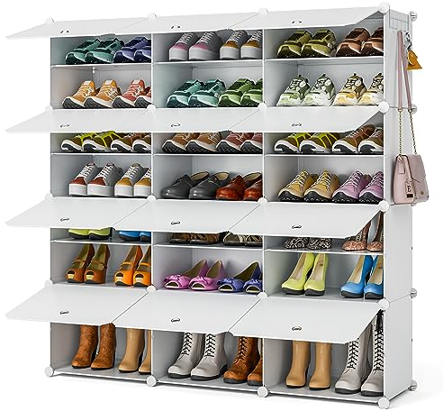 FUNLAX Scarpiera, 3 File di 8 Scarpiera Armadio Possono Contenere 48 Paia Di Scarpe Per, Soggiorno Ingresso Veranda Corridoio Camera da Letto, Bianco