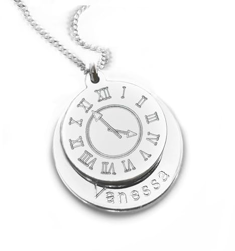 Taufkette, Kette mit Uhrzeit, Gravur Wunschtext, Personalisiertes Geschenk zur Geburt des Kindes für Mama