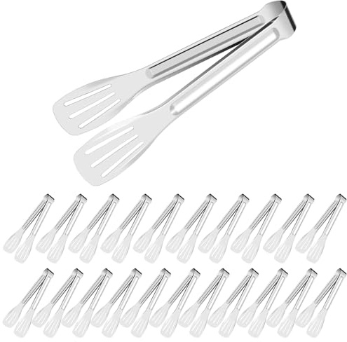 MABAHON 22PCS Serving Tongs Buffet,7 Inch Kitchen Cooking Tongs Buffet Tong | Stainless Steel Buffet Tong Frying Tong for Pasta Salad BBQ Cake Home Birthday Wedding Candy Bar Party