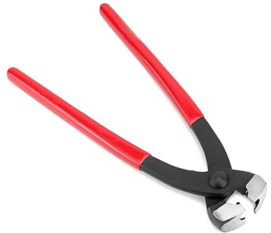 QWORK 9-Inch Ear Clamp Pliers - Front and Side Jaw Ear Clamp Pincers Crimping Tool for Installing and Removing Various Clamps - Chrome Vanadium Steel Construction - PVC Handle with Anti-Slip Coating
