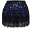 Glitzer Damen Pailletten Rock Bauchtanz Kostüm Mini Cowgirl Tanzkleid Rave Outfit Hüfttuch für Damen und Mädchen (DE/NL/SE/PL, Alphanumerisch, M, Regular, Schwarz)