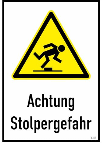 Daged Achtung Stolpergefahr Aufkleber 23x16 cm Hinweiszeichen Sticker T-213