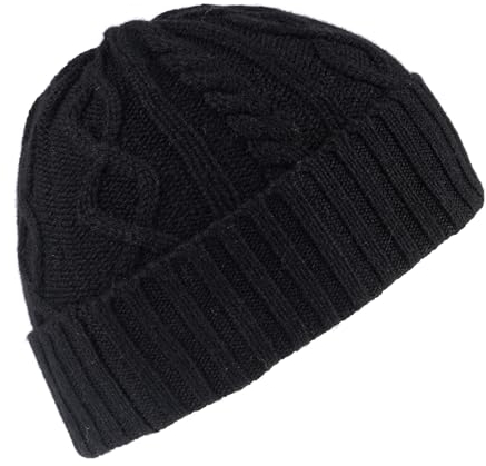 Mütze aus 100% Kaschmir, hergestellt in Italien, Wintermütze für Herren und Damen, Schwarz , One size