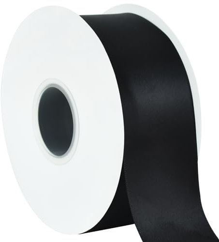 TONIFUL Schwarzes Satinband, breit, solides Stoffband für Geschenkverpackungen, Blumensträuße, Schleifen und Bastelarbeiten, Weihnachten, Valentinstag, Geburtstag, Hochzeit und Party-Dekoration, 50 m