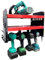 UISEBRT Werkzeugspeicher Aufbewahrung mit 4 Schlitzen Elektrowerkzeug Organizer Metall Werkzeughalter Elektrisch Bohrerregal Organisation für Garage Werkstatt 430x225x305mm Schwarz+Rot