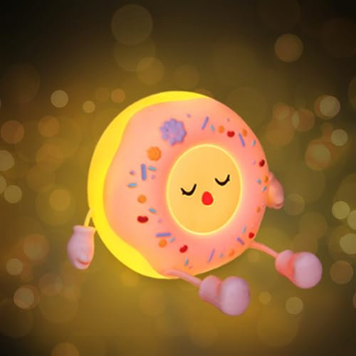 ipalmay Cute Donut Led Night Light USB Rechargeable Lights Baby Nursery Light,Home Night Lamp, Bedside Sleep Lamp, Desk Decor for Kids,Pink