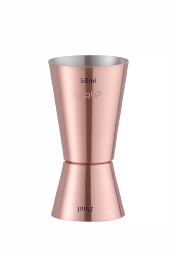 HENDI Jigger doble 25/50ml, BarUp, vaso medidor de cócteles, medidor dosificador de barra, barman, bar, bebidas, cocktails, ø42x(H)86mm, acero inoxidable enchapado en cobre