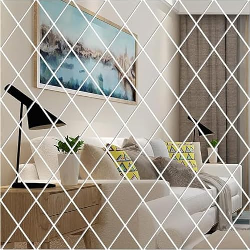 Qiwern 32 Pcs Adesivi Murali Specchio, Specchio Adesivo Misura Grande, Adesivo da Parete a Specchio Acrilico, Specchio Acrilico Decorazione fai da te, Adesivo da Parete Specchio Rimovibile 3D