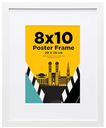 10x8 Picture Frame with 7x5 Mount, Wooden 20 x 25 cm Frames Featuring Clear Acrylic Glass for Table and Wall Mounting, Perfect for Portrait, Home, Office,White