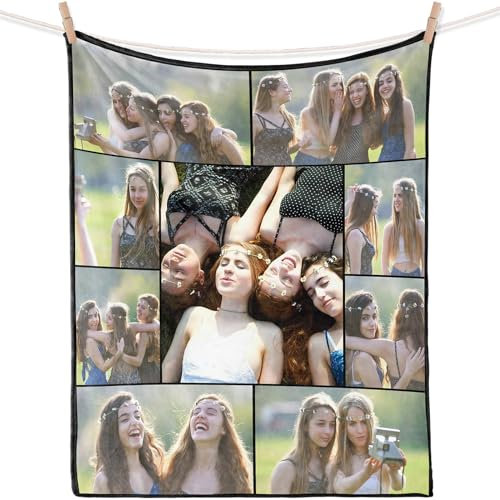 iDIY personalisierte Decke personalisierte Geschenke - Decke mit Foto, fotogeschenke kuscheldecke personalisiert, personalisierte Geschenke für Freundin, Ehefrau, Geschenke für sie 9 Fotos