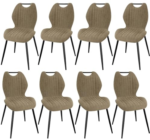 LEWE Esszimmerstühle 8er Set, Küchenstühle Wohnzimmerstuhl Polsterstuhl mit Metallbeine,Stuhl mit Stoff-Rückenlehne, Stühle für Esszimmer Wohnzimmer Küche