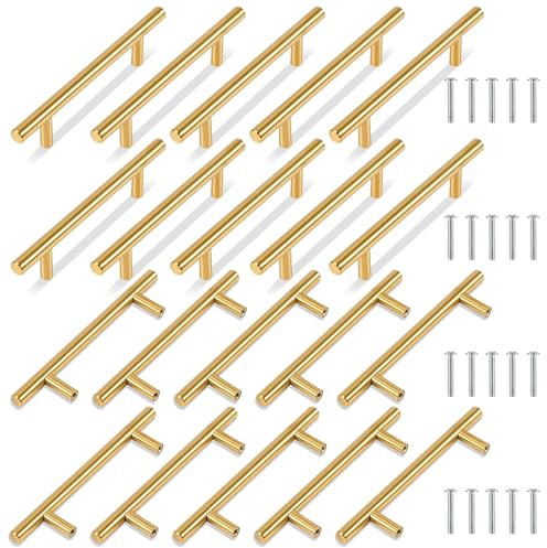 TRIXES 20PK Gold 150mm Wide Cabinet Door Drawer T-Bar Handles