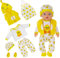 Puppenkleidung für 14-17 Zoll Baby Puppen, inklusive Oberteil Hose Weste Hut Rucksack Socken, Gelbe Ente Puppenkleidung für New Born Baby 35-43 cm für Jungen und Müdchen