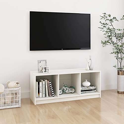 JUDYY Mobile Porta TV Bianco 104x33x41 cm in Legno Massello di Pino,Mobile TV,Mobile Porta TV Soggiorno,Mobile TV Soggiorno Moderno-809961