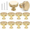 Tearmier 10 Pack Gold Knurled Cabinet Knobs Single Hole Round Wardrobe Knobs Door Kitchen Hardware Cupboard Knob with 30 Screws Handles for Drawer Dresser, Cupboard and Wardrobe(26mm*30mm)