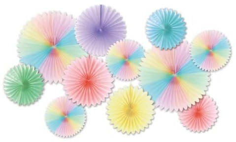 EASY JOY 11PCS Pastel Rainbow Paper Fan Decorations Hanging Tissue Paper Fans Decorations Backdrop Decorations for Spring Birthday Baby Shower Garden Weddding Decororations
