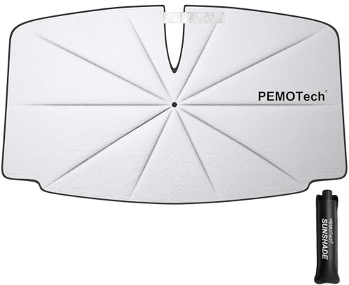 PEMOTech Sonnenschutz Auto Frontscheibe[5-Layer Nano & 360° Rotating Shaft] 2025 Upgrade Uv-Schutz & Hitzeblock Anti-Puncture,Faltbar, Tragbarer Sonnenschutz für Die Meisten Fahrzeuge SUV