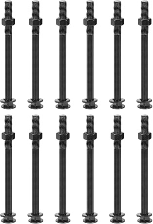 sourcing map Bulloni a testa quadrata M12 x 150 mm con dadi e rondelle, 12 set di viti a testa rotonda in acciaio inossidabile 304, nero