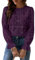 CUPSHE Women's Long Sleeve Blouse Made of Broderie Anglaise, with Floral Pattern, Elegant Round Neck, Women’s Top with Puff Sleeves, purple, M