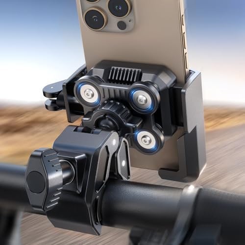 JOYROOM 2025 Soporte Móvil Moto Antivibración 4 Puntos Soporte Movil Bicicleta, Soporte Móvil Patinete Eléctrico con Rotación 360°, Soporte Teléfono Moto Universal para iPhone 16 & Samsung 4.7-7