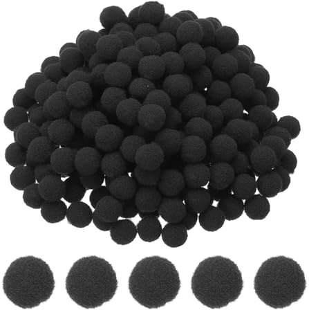 PATIKIL 8mm Bunte Pompons zum Basteln, 2000 Stück Filzkugeln Bunt Mini Pom Poms, Bastelarbeiten Puff Bälle Bulk für Hüte Ostern Weihnachtskunst Verzieren Nähen DIY, Schwarz