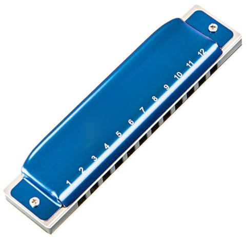 Mundharmonika Bruce Mundharmonika 12 Löcher Metallrahmen Aluminiumrahmen Professionelles Leistungsniveau Mit Bass 4 Und 6(Blue,EB)