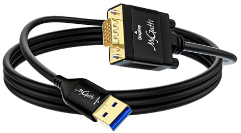Cable adaptador USB 3.0 a VGA de 2 m, unidireccional tipo A macho a VGA macho, 1080P Full HD para televisores, proyectores, monitores, compatible con Windows 11/10/8.1/8/7, MacOS, requiere instalación