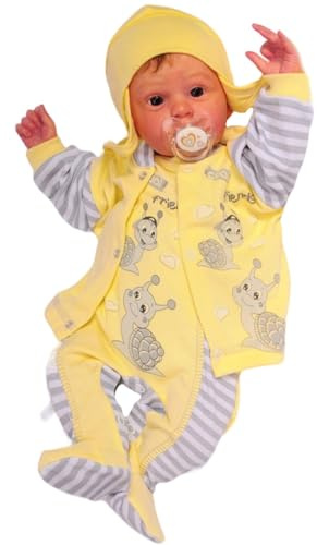 La Bortini Baby Anzug 3-teilig Set Strampler Hemdchen Mütze Unisex Neugeborene Jungen Mädchen Babykleidung Geschenk Geburt Babymode Erstlingsausstattung bequem Babyset Frühchen Kleidung