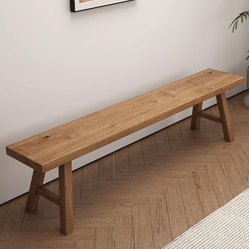 Holzbank Flur,120cm Sitzbank Outdoor Rustikal,Badezimmer Rustikales Bank aus Holz,Küchenbank Innen Bauernhaus Schuhregal,Kleine Gartenbank ohne lehne,Blumenbank Bettbank Fußbank,für Eingang Wohnzimmer