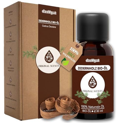 DasXgut - BIO Zedernholzöl 30 ml [100% NATURREIN] - aus nachhaltigem Himalaya Zeder - Echter Duft - Ätherische Öle E5004120