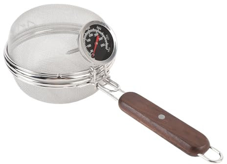 Luocute Toaster de Grano de café, Herramienta de Tostado de Acero Inoxidable, Práctica Herramienta de Tostador de Granos de café con Termómetro para Hornear Al Aire Libre en el Hogar,