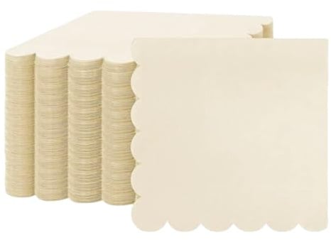 Lot de 100 Serviettes en Papier Jetables, 25 x 25 cm, Serviettes de Table 2 Plis, pour Dîner, fête, Anniversaire et Décoration de Mariage (Beige)