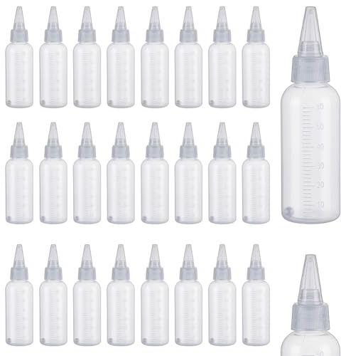 nbeads 24 Stück Airbrush Farbflaschen, 60ml (2.03fl. Oz) Kunststoff Farbbehälter Mit Kugel Farbaufbewahrungsflaschen Für Kunsthandwerk Farbzubehör 3.45x12.3cm