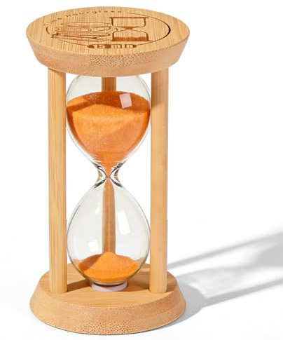 Sanduhr Holz & Glas Timer 15 Minuten, Sanduhr-Timer für Kinder & Erwachsene | Sanduhren für Kochen, Lernen, Zähneputzen, Spiel Timing, Tischdekoration, Kreative Geschenke
