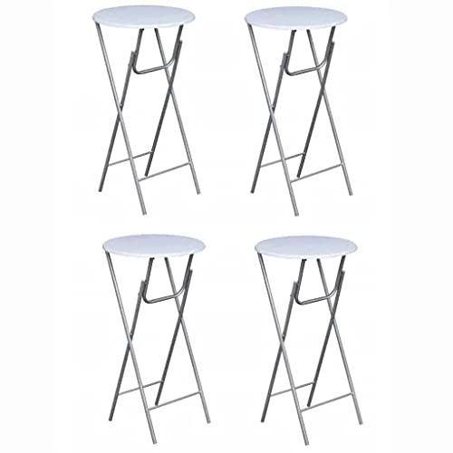 Zenithz Stehtisch 4er Set Klappbar Weiß - Ø 60cm Bartisch Rund & Platzsparend - Bistrotisch 112cm Hoch - Stabiler Hochtisch & Partytisch für Garten, Küche, Hochzeit & Gastronomie - MDF & Stahl