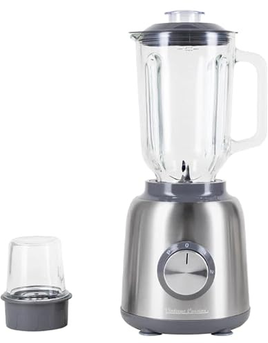 Vintage Cuisine Retro-Standmixer mit Minizerkleinerer, 1,5 L, 800 W, Glas, Silber
