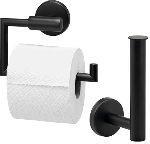 bremermann Bad-Serie Piazza Black - Badezimmer Zubehör-Set 2tlg. bestehend aus 1x Toilettenpapierhalter und 1x Ersatzrollenhalter, WC-Rollenhalter mit Soft-Close Funktion, aus Edelstahl matt