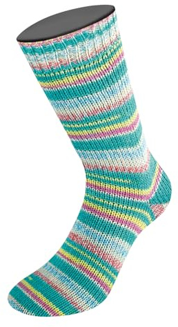 LANA GROSSA Meilenweit Cotton Bamboo Canario | 4-fädiger Bambus-Sockenklassiker | Handstrickgarn aus 40% Baumwolle, 25% Schurwolle, 20% Viskose | 100g Wolle zum Stricken & Häkeln | 420m Garn FB 2522