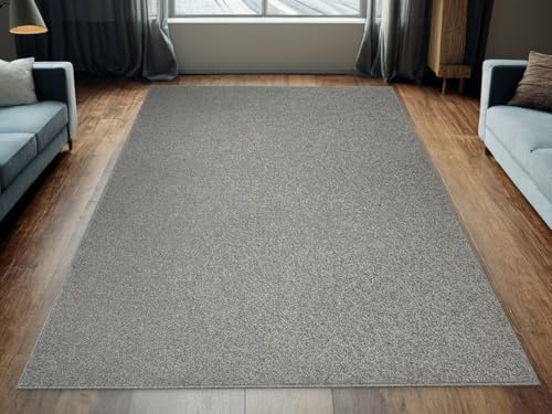 AKCILA Birch Teppich Wohnzimmer Kurzflor Grau 150x300 – Pflegeleichter Teppich für Wohnzimmer & Schlafzimmer, Strapazierfähig, für Fußbodenheizung geeignet.