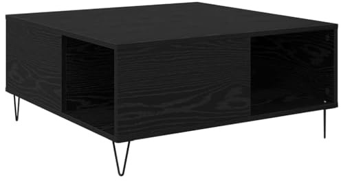 Heofavd Couchtisch Schwarz Eichen-Optik 80x80x36,5 cm aus robustem Holzwerkstoff, Modernes Design mit Stauraum-Regal, Langlebiger Wohnzimmertisch für Living Room, Schlafzimmer & Büro