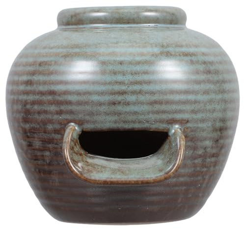 UKCOCO Ancient Style Ceramic Fish Tank Waterfall Tabletop Fountain U Shaped Spout and Wide Spout Design for Office and Water Feature Decor, Easy Operation and Visually Appealing