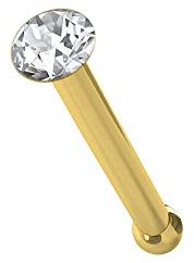 Monster Piercing | 9K Gold Echtgold | Nasenpiercing Nasenstecker Stud | Stabstärke: 22G (0,6 mm) | Stablänge: 6mm | Steingröße: 1,5MM bis 2,5MM | Hypoallergen