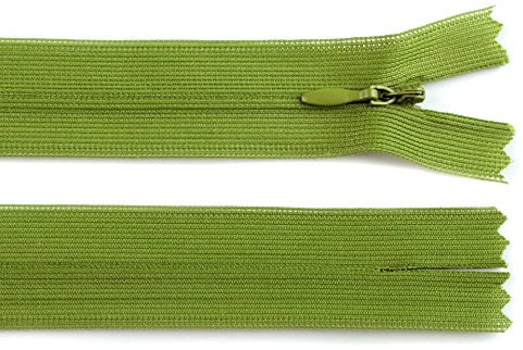 Schnoschi 1 cerniera a spirale lunga 45 cm, senza cuciture, non divisibile, verde chiaro, guida da 3 mm, chiusura lampo