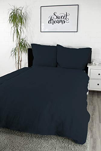jilda-tex Leinenbettwäsche Made In Portugal Uni Leinen Bettwäsche 135x200 cm + 80x80 cm 100% Leinen (Dunkelblau, 135x200 cm)