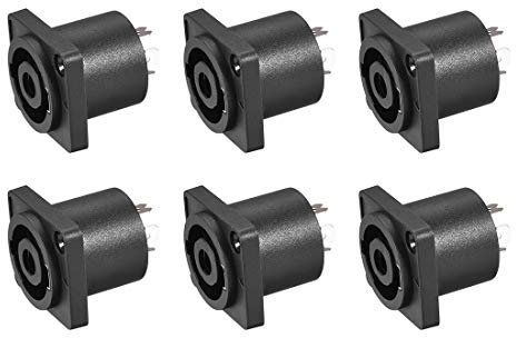 sourcing map 4-Pole Speaker Panel Mount Connector,Audio Speaker Jack Twist Lock,Speaker Jack Plate with Metal Insert,6Pcs