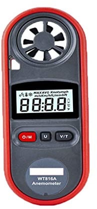 Digitales Anemometer LCD Handheld Windgeschwindigkeitsmesser Windmeter Luftstrom Geschwindigkeitsmessung Thermometer für Windsurfen, Segeln, Angeln, Drachenfliegen und Bergsteigen usw.