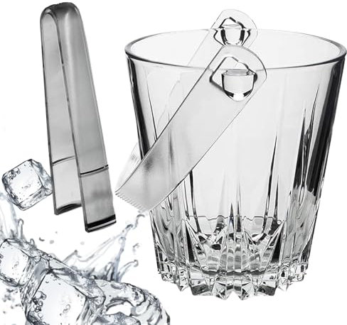 Glass Ice Bucket Wine Beer Champagne Cooler with Plastic Tongs