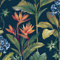 Oliana Navy Wallpaper Green Blue Floral Tropical