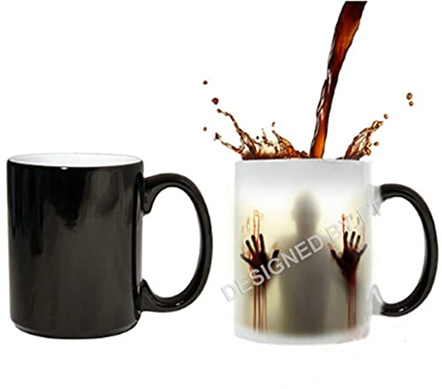 Taza de cerámica mágica de 325 ml con diseño de zombies de Walking Dead Zombies sensible al calor, de FT.
