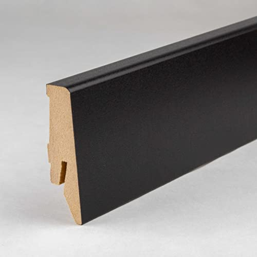 PROVISTON | plinthe MDF | profil classique | 18 x 58 x 2500 mm | MDF mélaminé| noir | plinthe moderne | 1 pièce